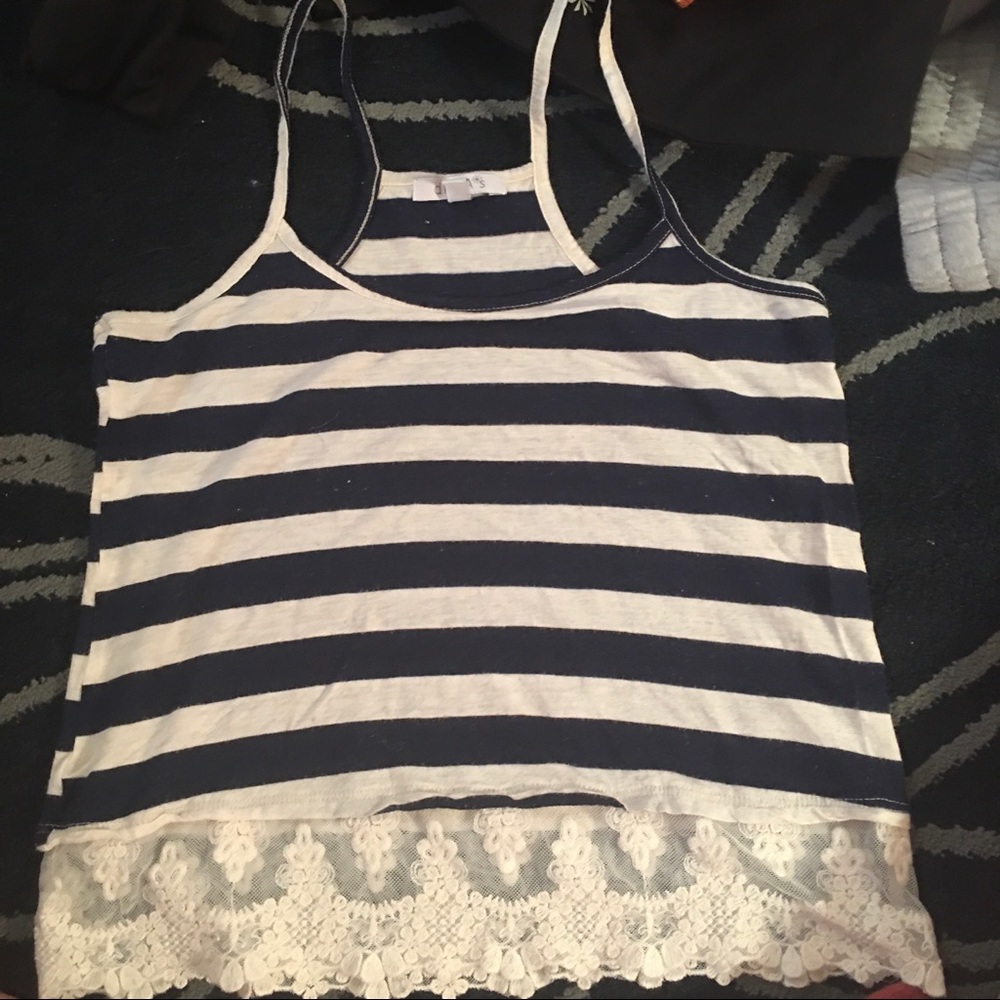 Striped blue and white tank top